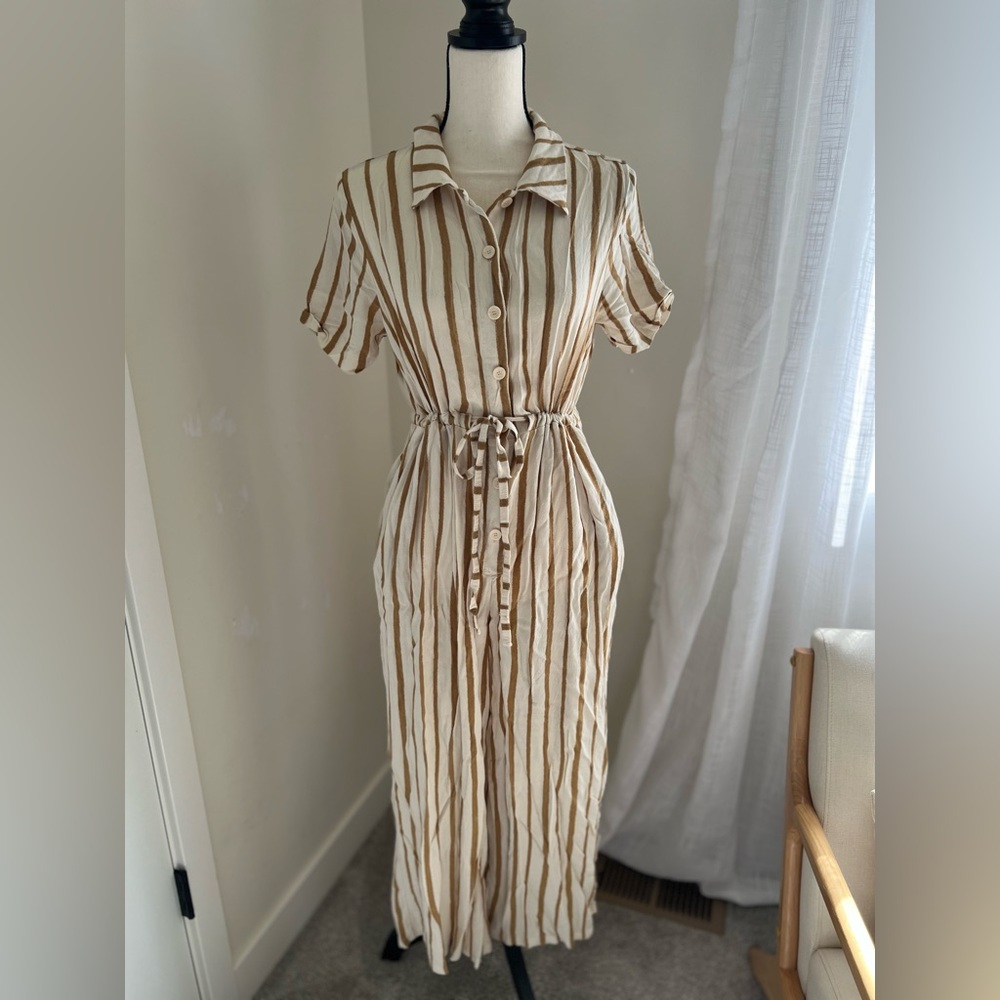 Mango Jumpsuit - Mustard/Cream